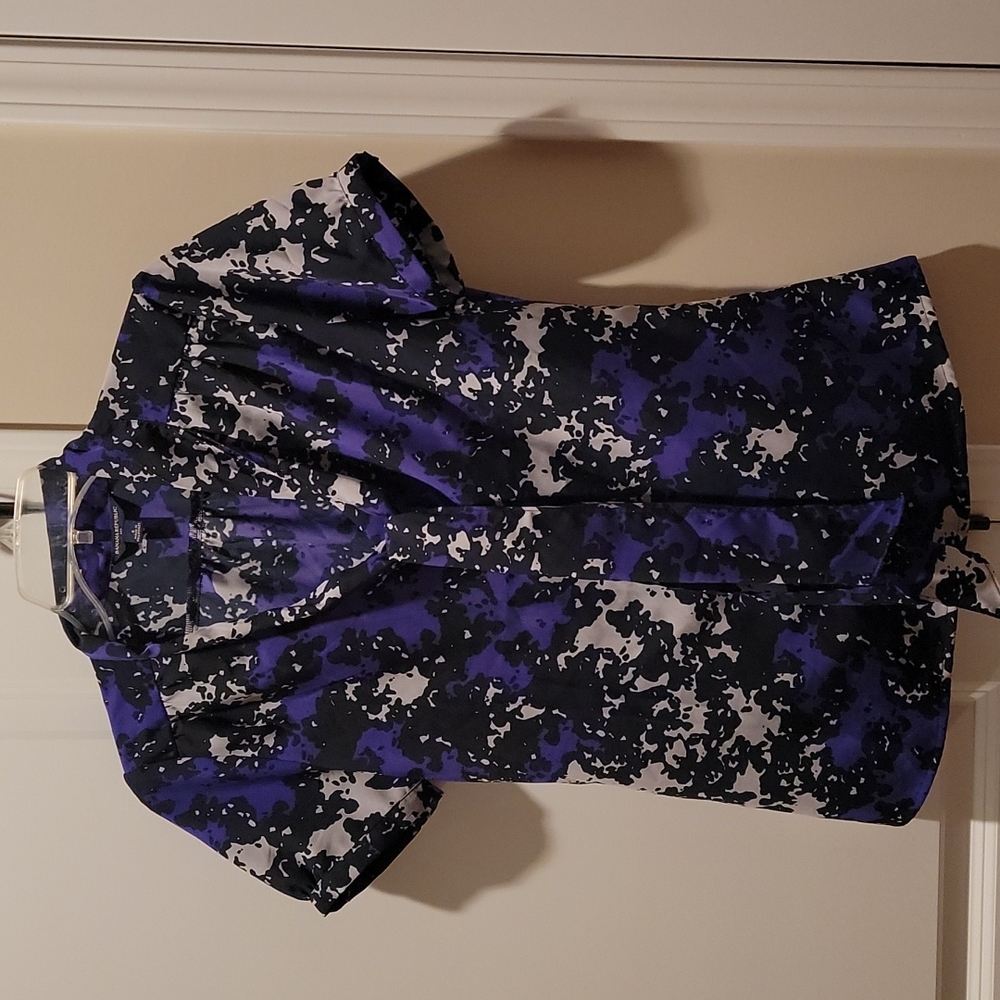 Banana Republic career black purple and white blouse